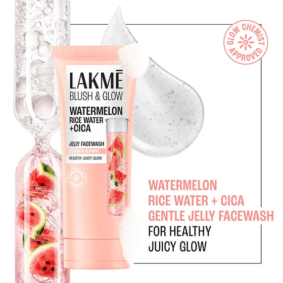 Lakmē Blush & Glow Watermelon + Rice Water Jelly Face Wash
