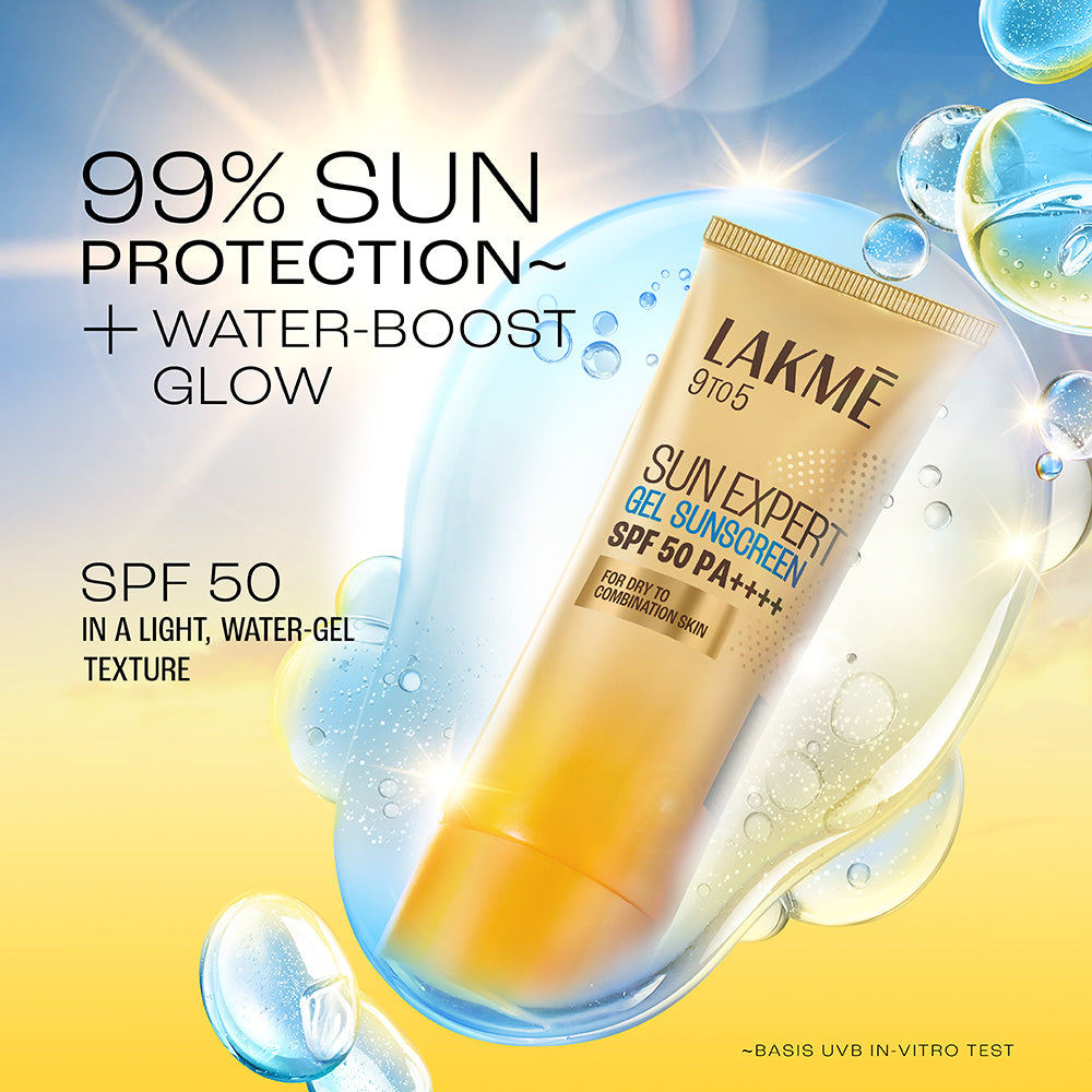 Lakmē Sunscreen Gel SPF 50 PA+++Niacinamide, Water-Light, For Normal to Oily Skin,No White Cast