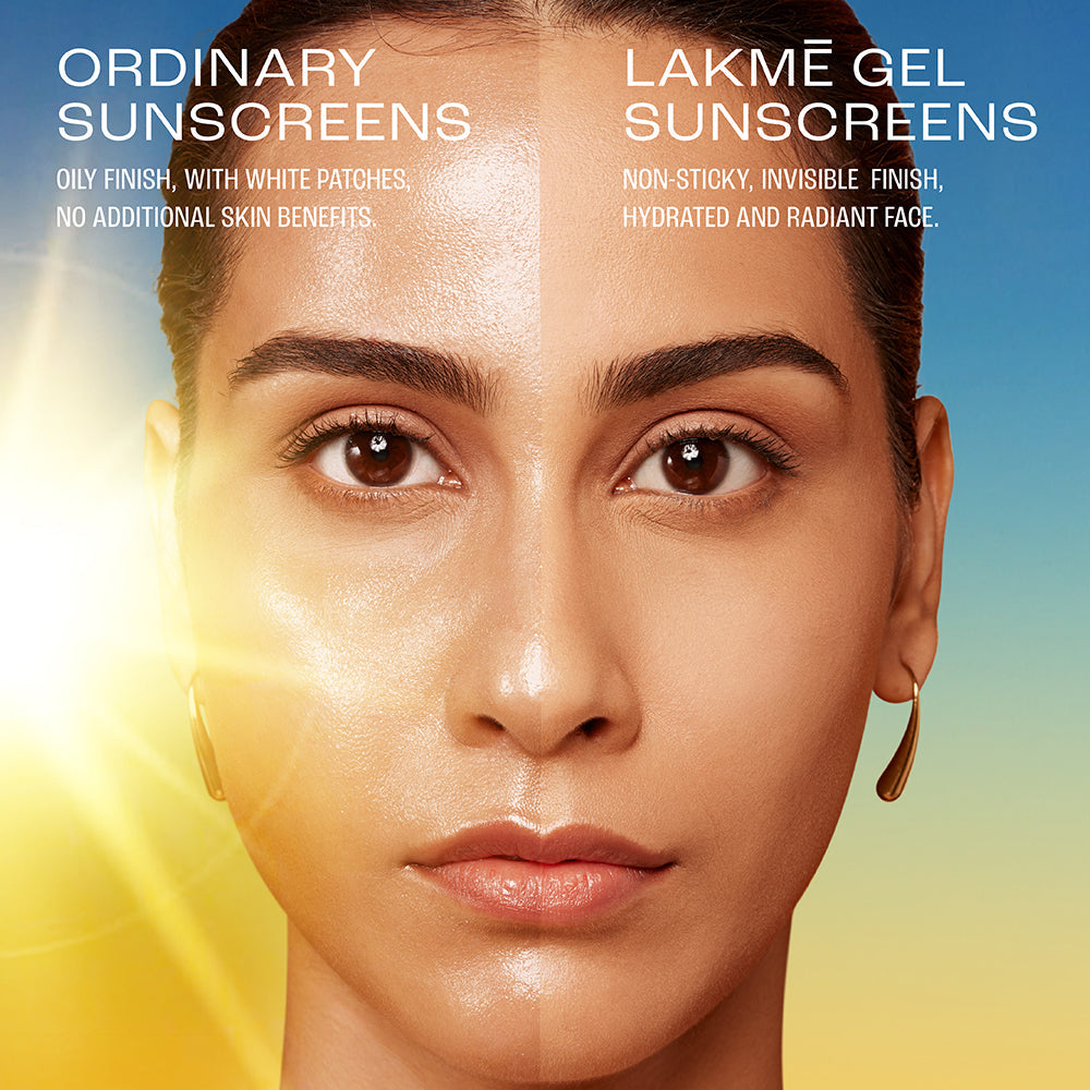 Lakmē Sunscreen Gel SPF 50 PA+++Niacinamide, Water-Light, For Normal to Oily Skin,No White Cast