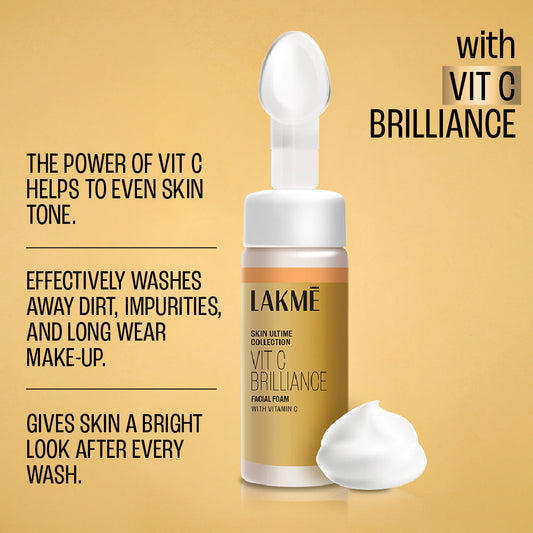 Lakmē Vitamin C Brilliance Facial Foam Vitamin C Foaming Facewash for brighter skin 150ML