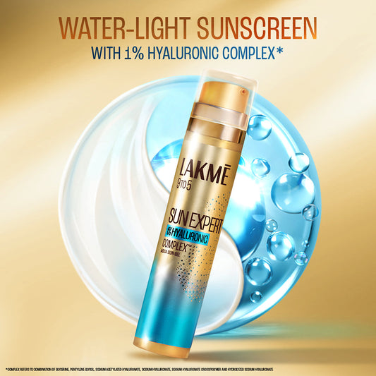 Lakmē 1% Hyaluronic water-light Sunscreen gel SPF 50 Pa++++ For Oily Skin, Plump & Hydrated skin 56g