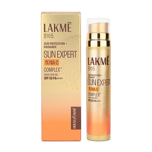 Lakmē 1% Niacinamide & VIT C water-light Sunscreen gel SPF 50 Pa++++For Oily Skin,2X Glow, 56G