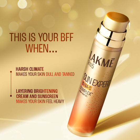 Lakmē 1% Niacinamide & VIT C water-light Sunscreen gel SPF 50 Pa++++For Oily Skin,2X Glow, 56G