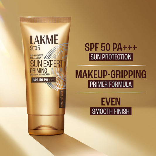 Lakmē Sun Expert Primer + Sunscreen, SPF 50 PA+++ for UVA/B, mattifying for makeup lovers 50g