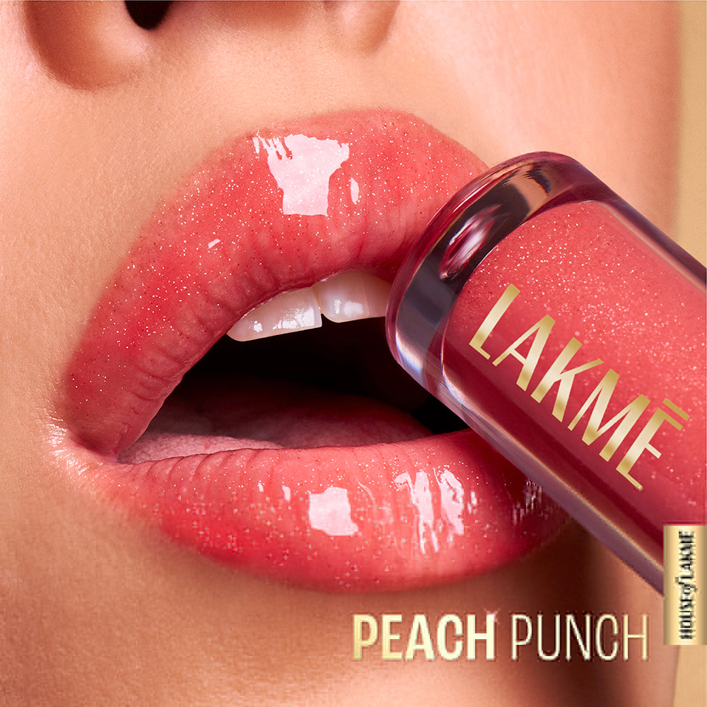 Lakmē Peach Punch lipstick shade from Lakmē Glitterati Lip Glaze