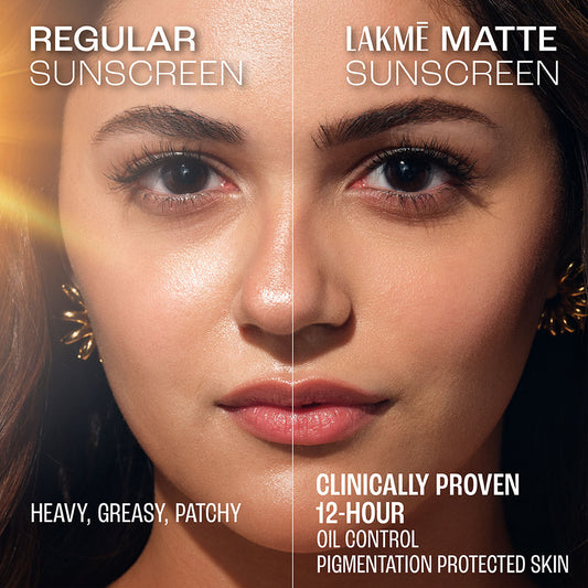Lakmē Matte Sunscreen SPF 50 PA+++, Niacinamide|UVA/B Protection|For Normal To Oily Skin
