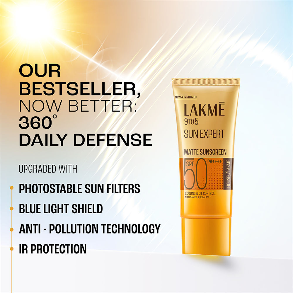 Lakmē Matte Sunscreen SPF 50 PA+++, Niacinamide|UVA/B Protection|For Normal To Oily Skin