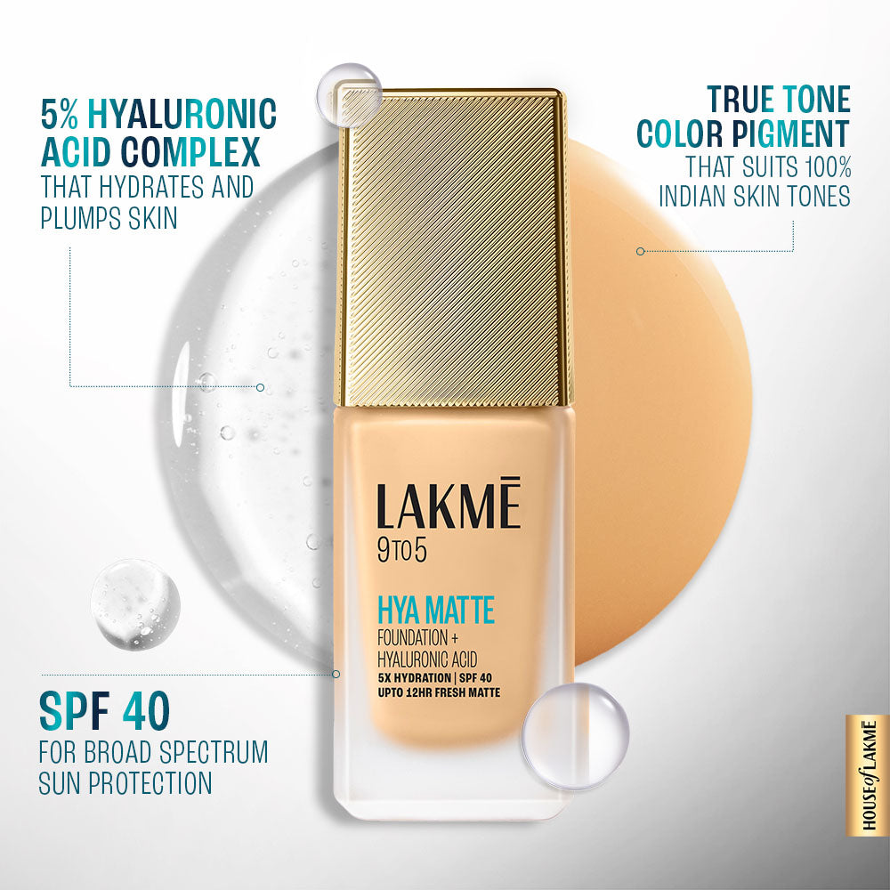 Lakmē 9to5 Hya Matte Foundation + Hyaluronic Acid