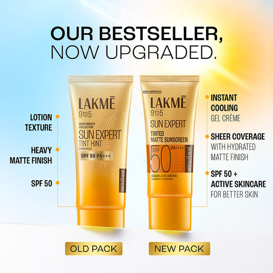 Lakmē Sun Expert Tinted Sunscreen SPF 50 PA +++ Broad spectrum  UVA/B protection Blue light protection No White Cast for all dry, oily, normal skin Matte Finish