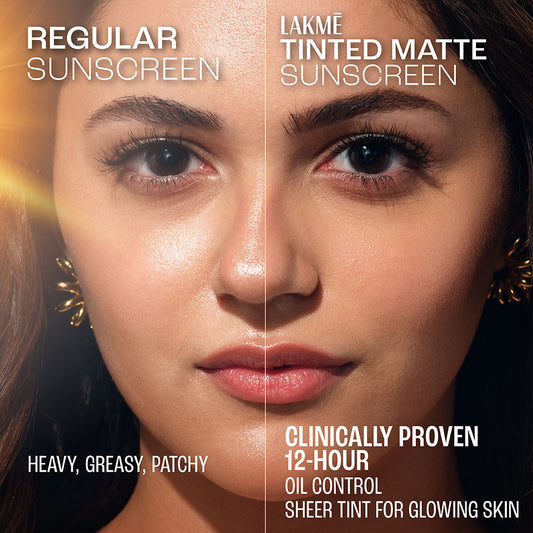 Lakmē Sun Expert Tinted Sunscreen SPF 50 PA +++ Broad spectrum  UVA/B protection Blue light protection No White Cast for all dry, oily, normal skin Matte Finish