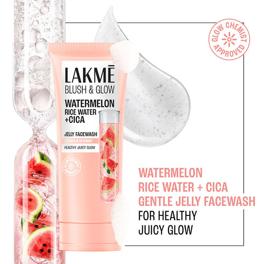 Lakmē Blush & Glow Watermelon + Rice Water Jelly Face Wash