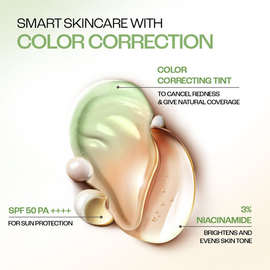 Lakmē 9to5 CC+ Matcha Green CC Cream with 3% Niacinamide & SPF 50 PA+++ - 18 g