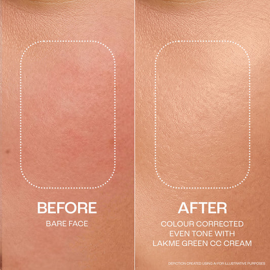 Lakmē 9to5 CC+ Matcha Green CC Cream with 3% Niacinamide & SPF 50 PA+++ - 18 g